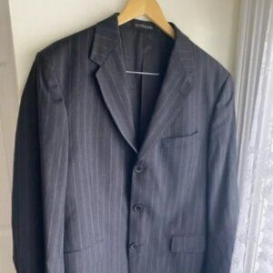 Kenneth Cole New York Men's 45R Gray Fine Striped Single-Breasted Suit Jacket wi